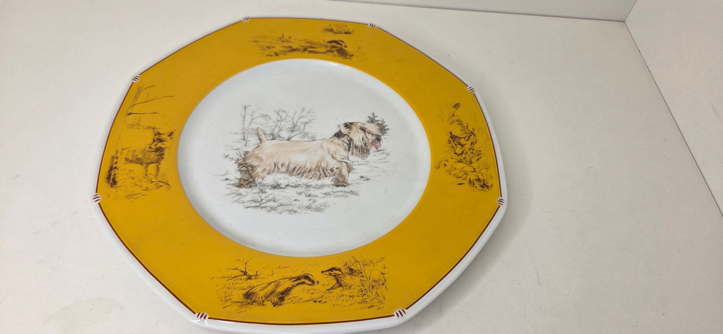 Assiette Hermès en Porcelaine "Sealyham Terrier "