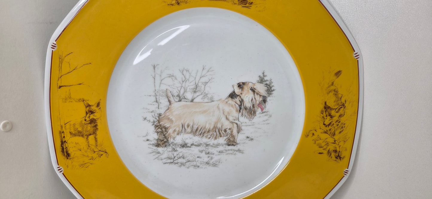 Assiette Hermès en Porcelaine "Sealyham Terrier "