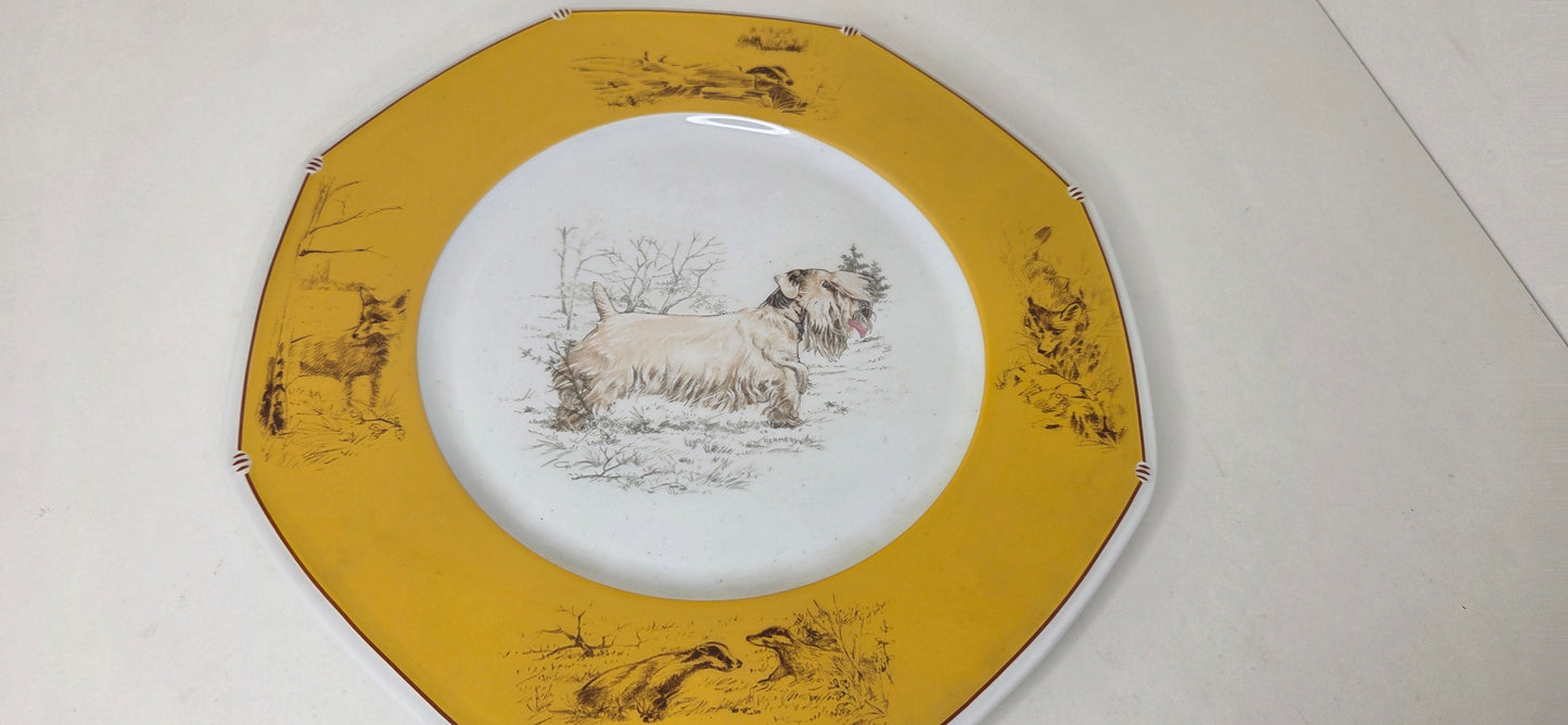 Assiette Hermès en Porcelaine "Sealyham Terrier "