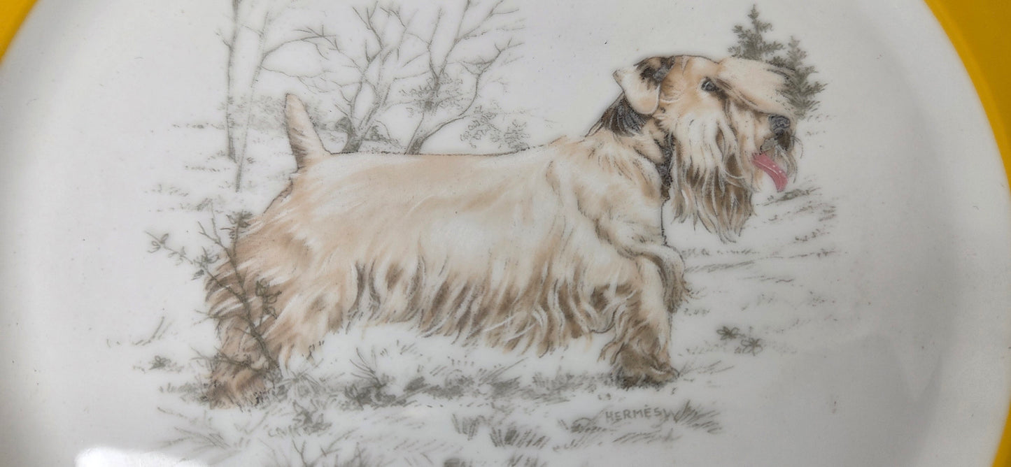 Assiette Hermès en Porcelaine "Sealyham Terrier "
