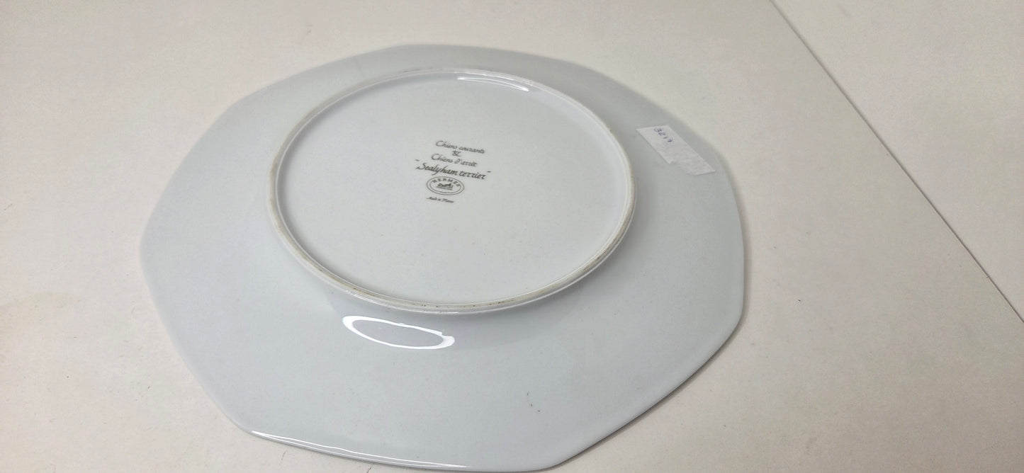 Assiette Hermès en Porcelaine "Sealyham Terrier "
