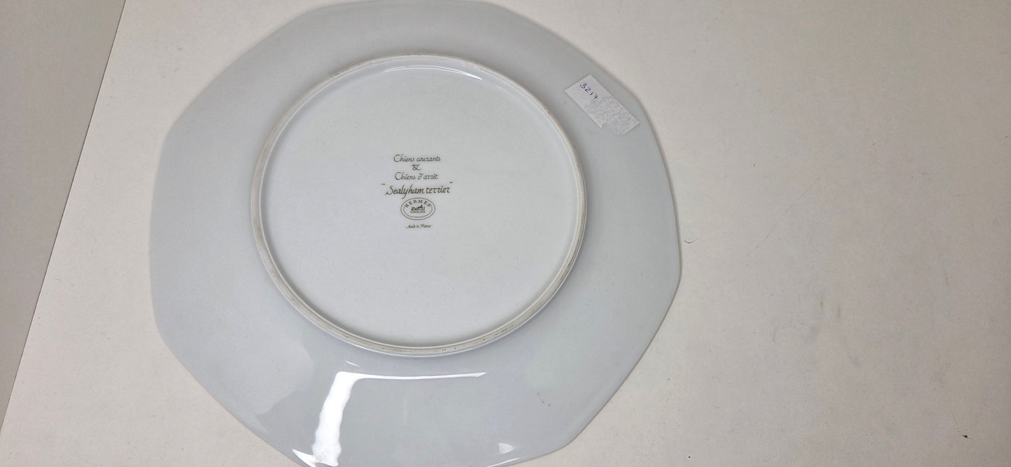 Assiette Hermès en Porcelaine "Sealyham Terrier "