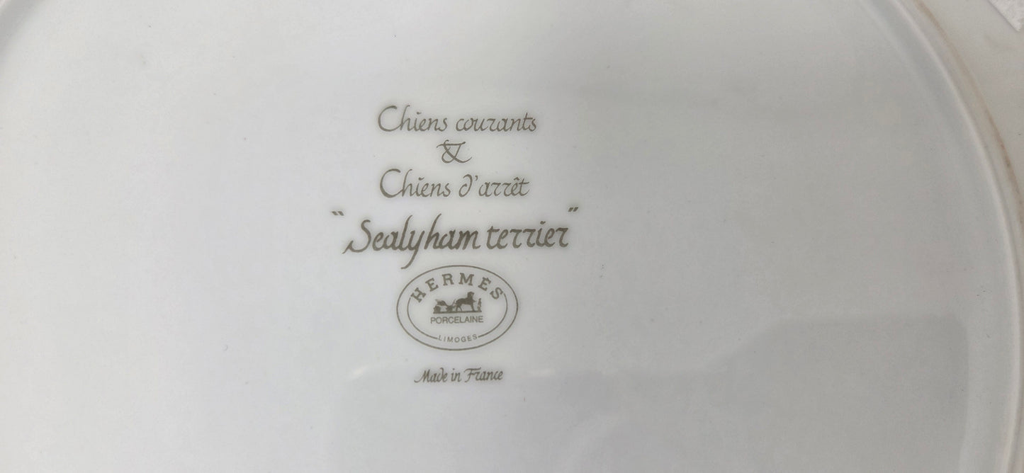 Assiette Hermès en Porcelaine "Sealyham Terrier "