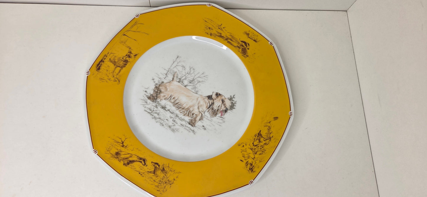 Assiette Hermès en Porcelaine "Sealyham Terrier "