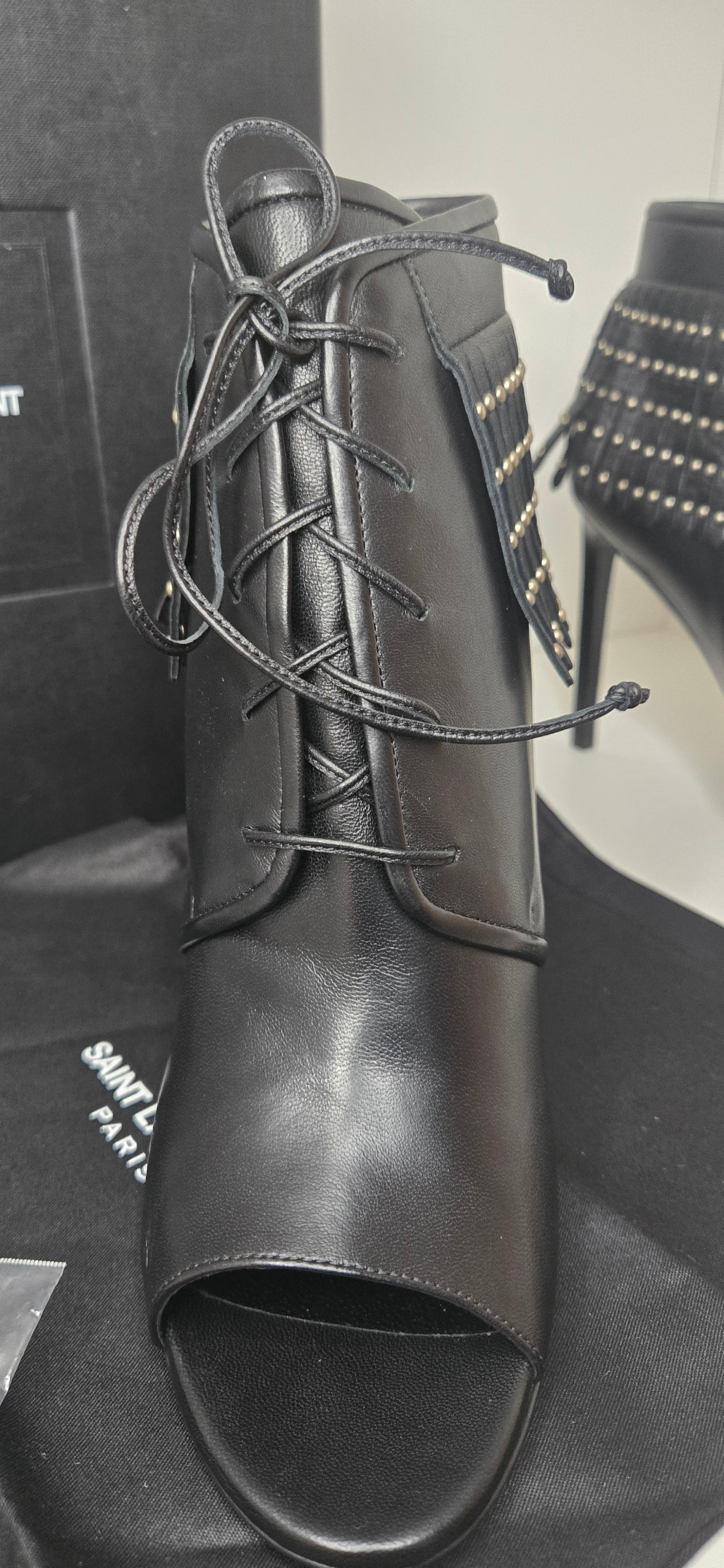 Saint Laurent "Jane Open Toes Boots" New.