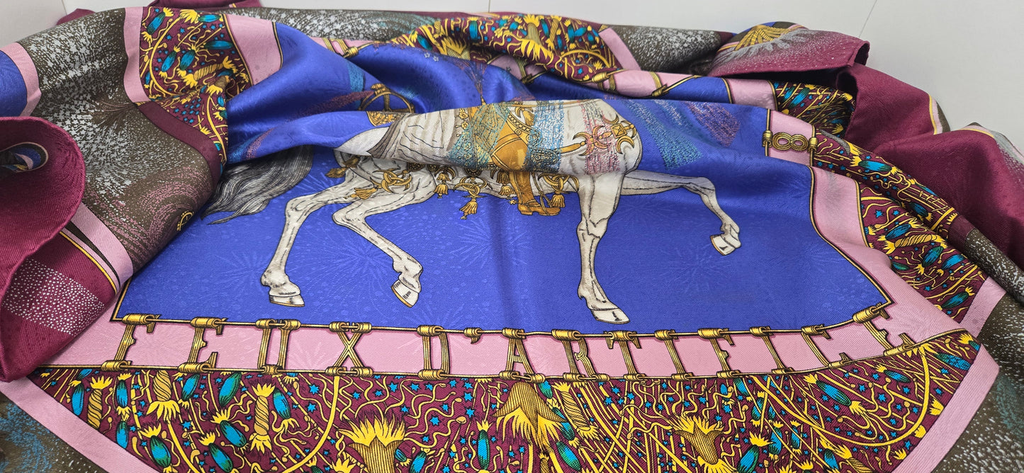 Carré/Scarf Hermès "Feux D'artifice 1987" silk/soie 90cm
