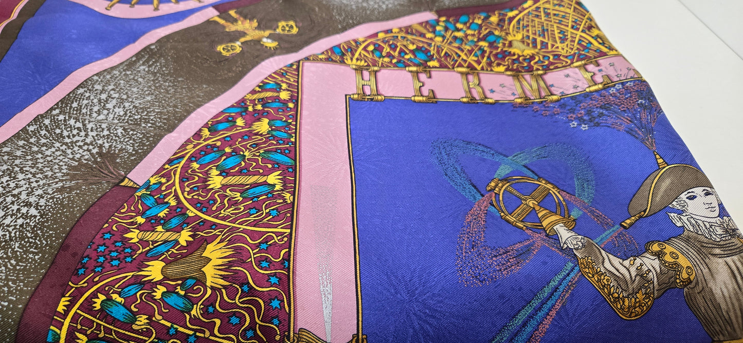 Carré/Scarf Hermès "Feux D'artifice 1987" silk/soie 90cm