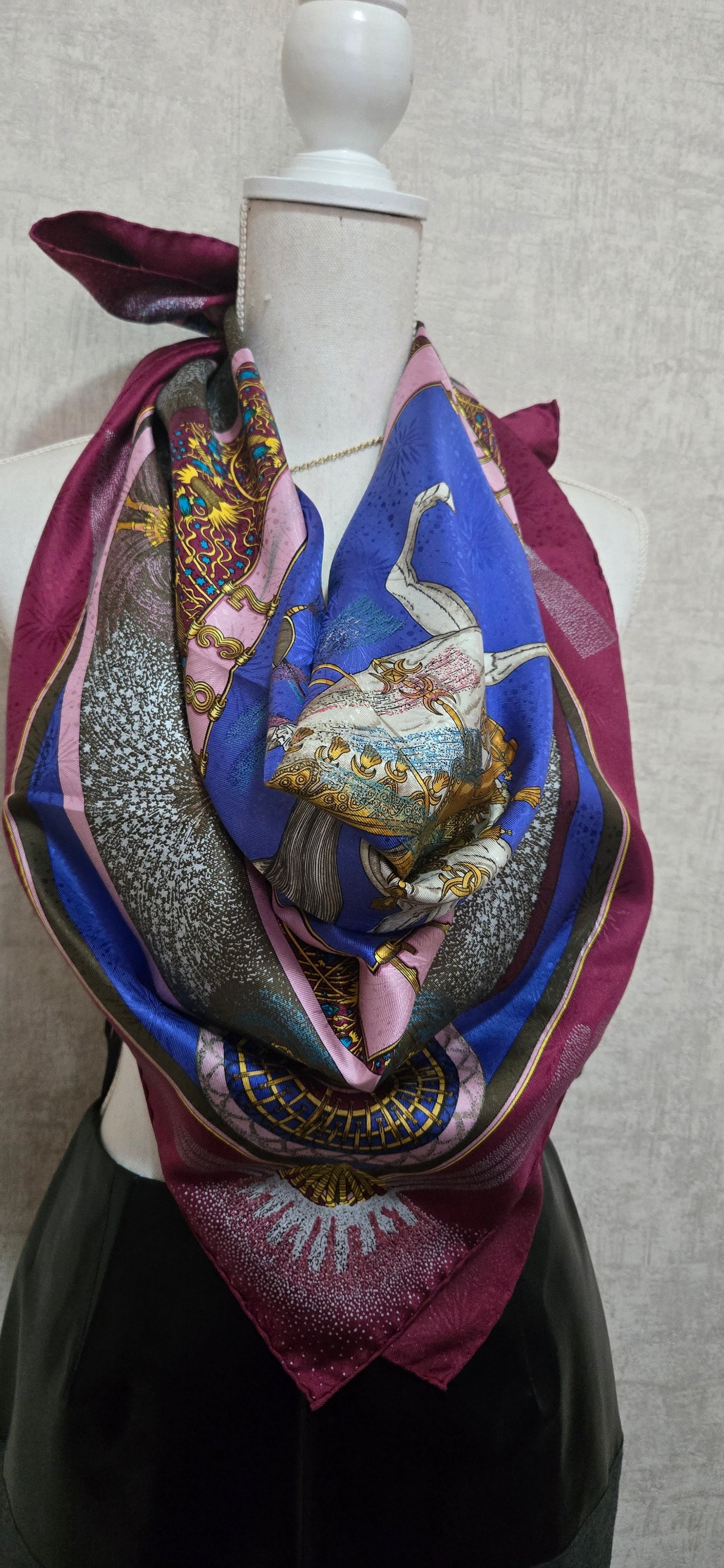 Carré/Scarf Hermès "Feux D'artifice 1987" silk/soie 90cm