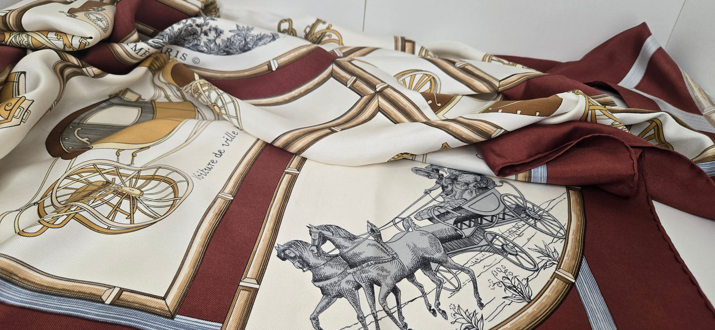 Carré/Scarf Hermès "Voitures de Dames" Silk/Soie 90cm
