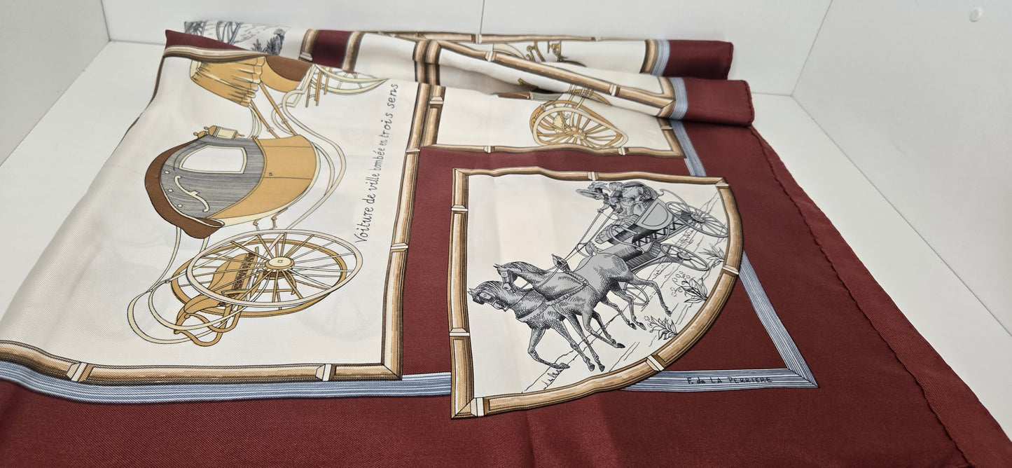 Carré/Scarf Hermès "Voitures de Dames" Silk/Soie 90cm