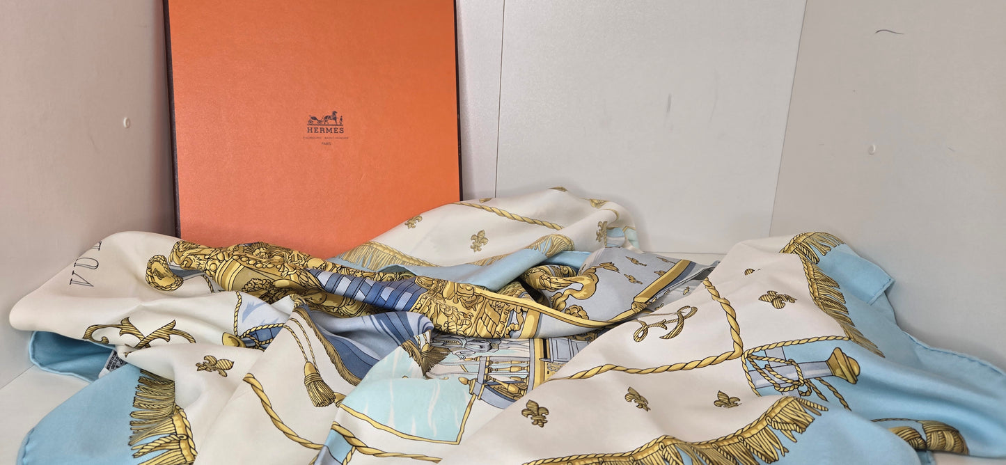 Carré Hermès Silk/Soie "Vue du carrosse de la galère de la Réale " 90cm