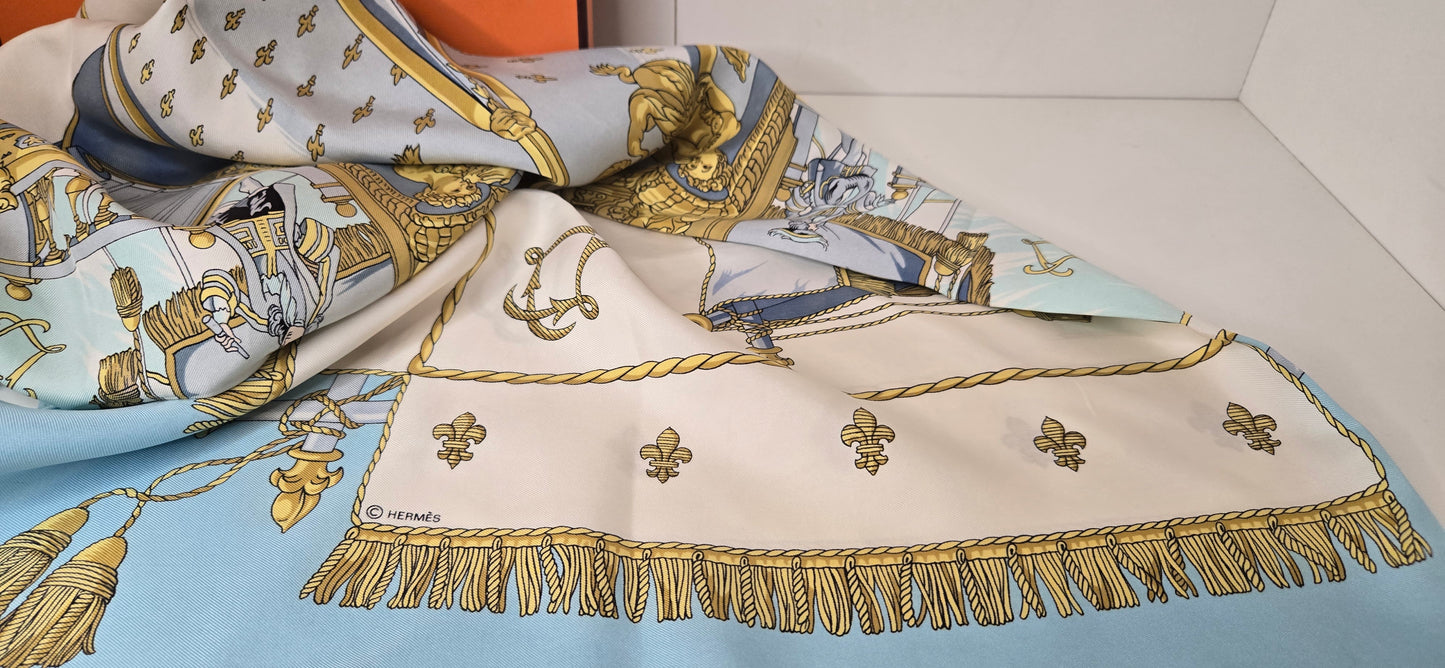 Carré Hermès Silk/Soie "Vue du carrosse de la galère de la Réale " 90cm