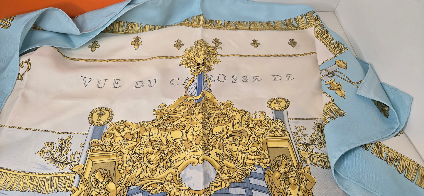 Carré Hermès Silk/Soie "Vue du carrosse de la galère de la Réale " 90cm