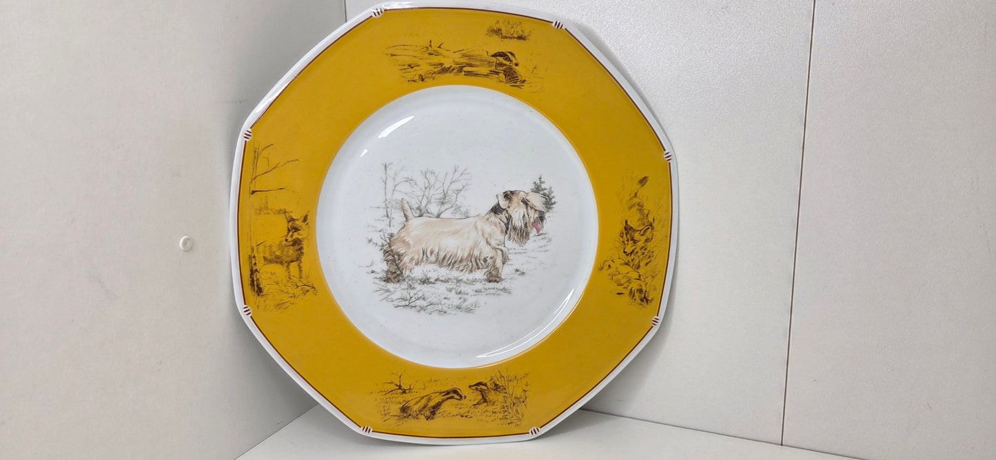 Assiette Hermès en Porcelaine "Sealyham Terrier "