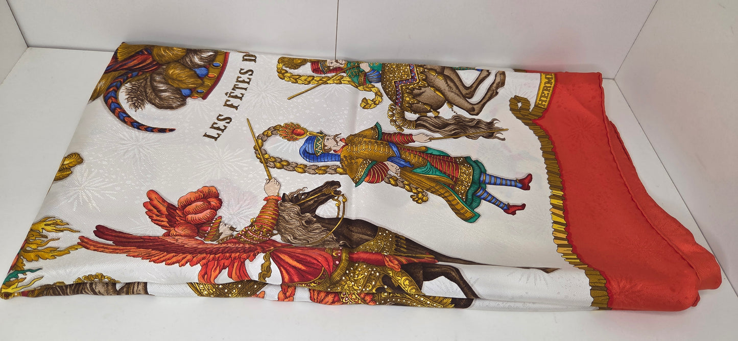 Carré Hermès en twill de "Les Fêtes du Roi Soleil "