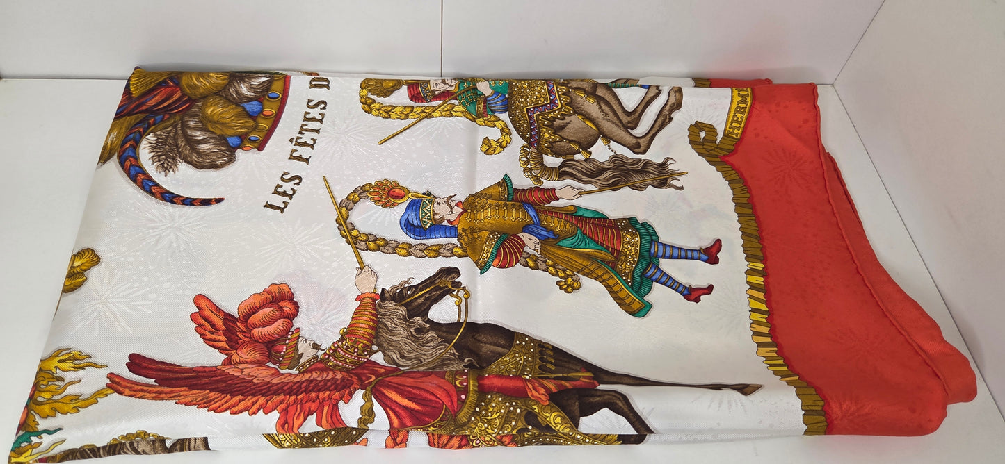 Carré Hermès en twill de "Les Fêtes du Roi Soleil "