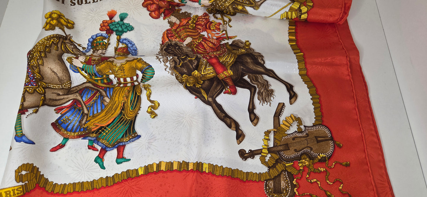 Carré Hermès en twill de "Les Fêtes du Roi Soleil "