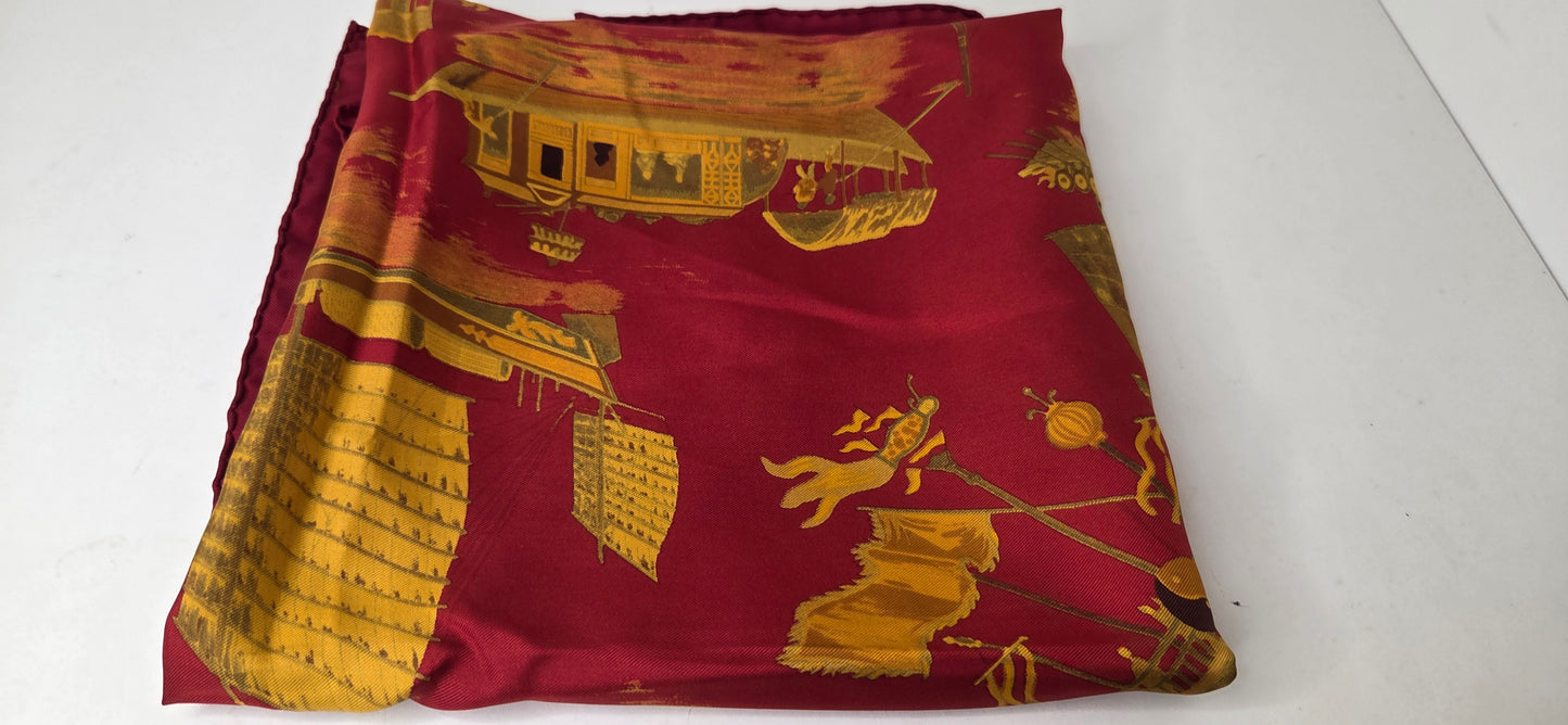 Carré Hermès en twill de soie "Jonques et Sampans "