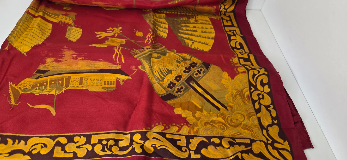 Carré Hermès en twill de soie "Jonques et Sampans "