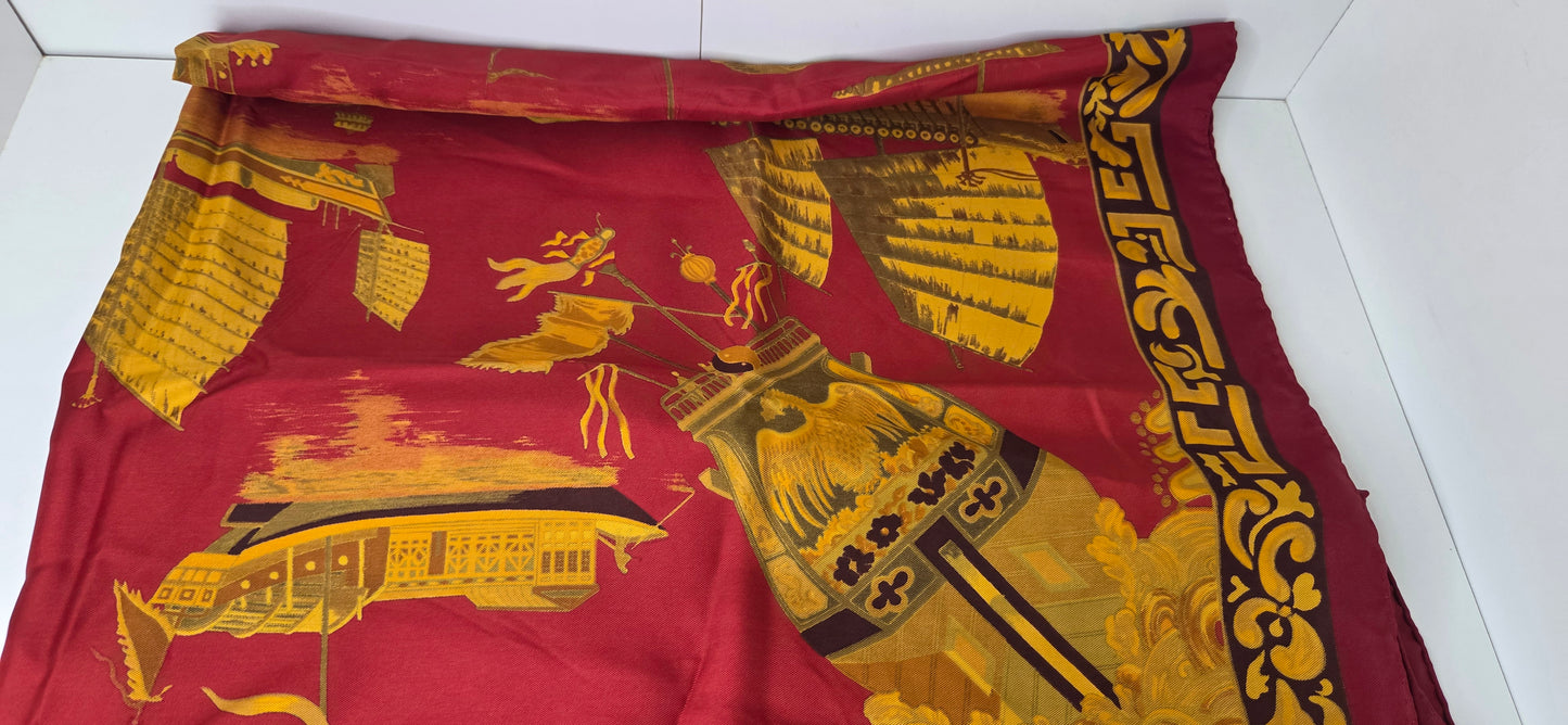 Carré Hermès en twill de soie "Jonques et Sampans "
