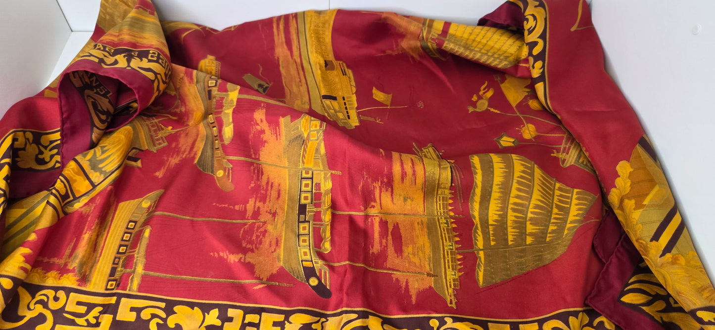 Carré Hermès en twill de soie "Jonques et Sampans "