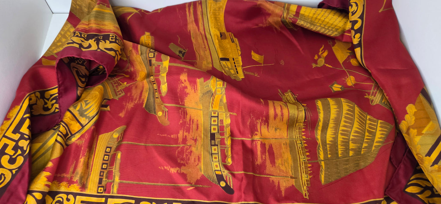 Carré Hermès en twill de soie "Jonques et Sampans "