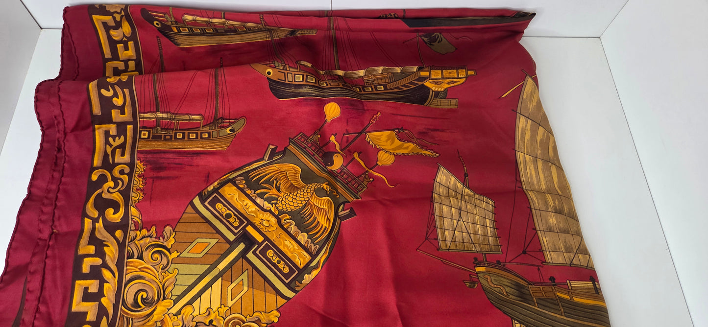 Carré Hermès en twill de soie "Jonques et Sampans "