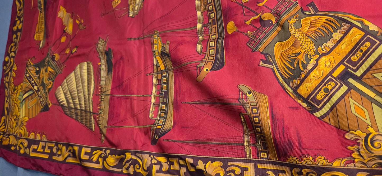 Carré Hermès en twill de soie "Jonques et Sampans "