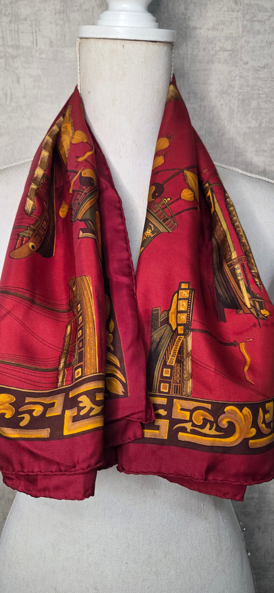 Carré Hermès en twill de soie "Jonques et Sampans "
