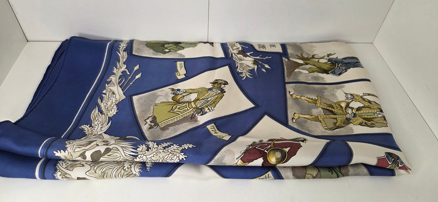 Carré Hermès en twill de soie "La tenue de Venerie "