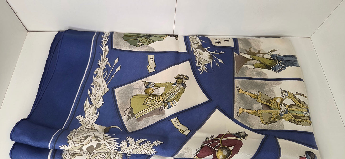 Carré Hermès en twill de soie "La tenue de Venerie "