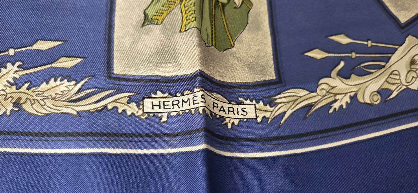 Carré Hermès en twill de soie "La tenue de Venerie "