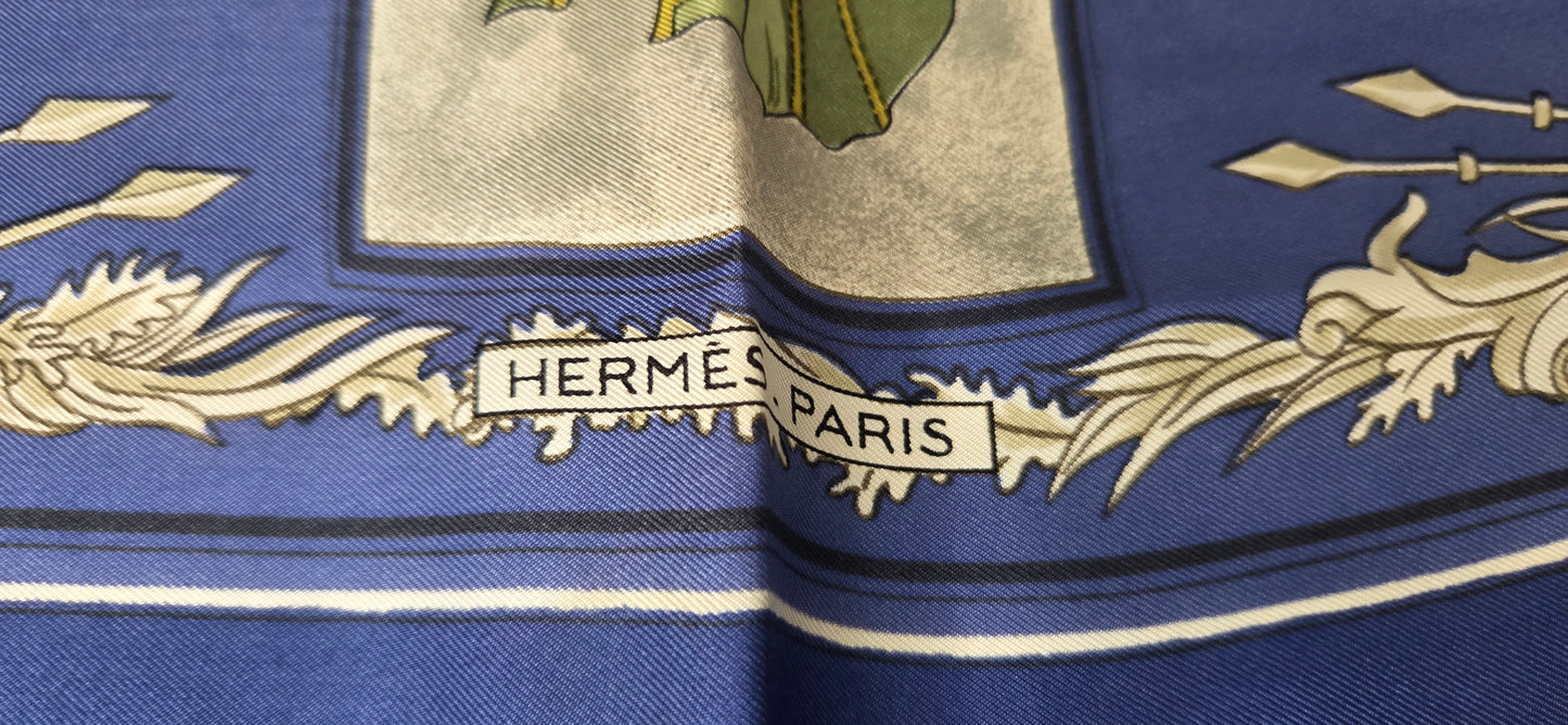 Carré Hermès en twill de soie "La tenue de Venerie "