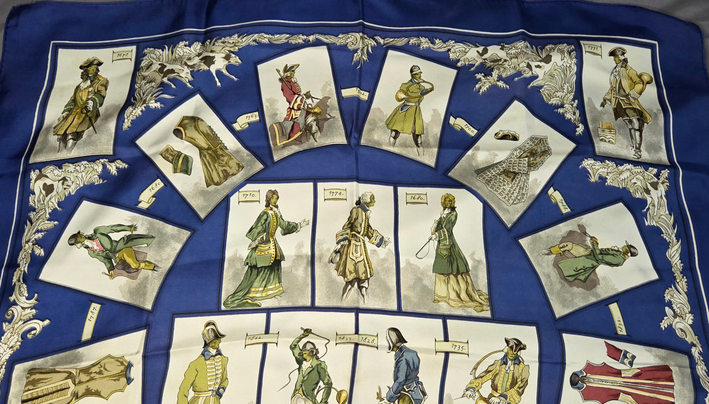 Carré Hermès en twill de soie "La tenue de Venerie "