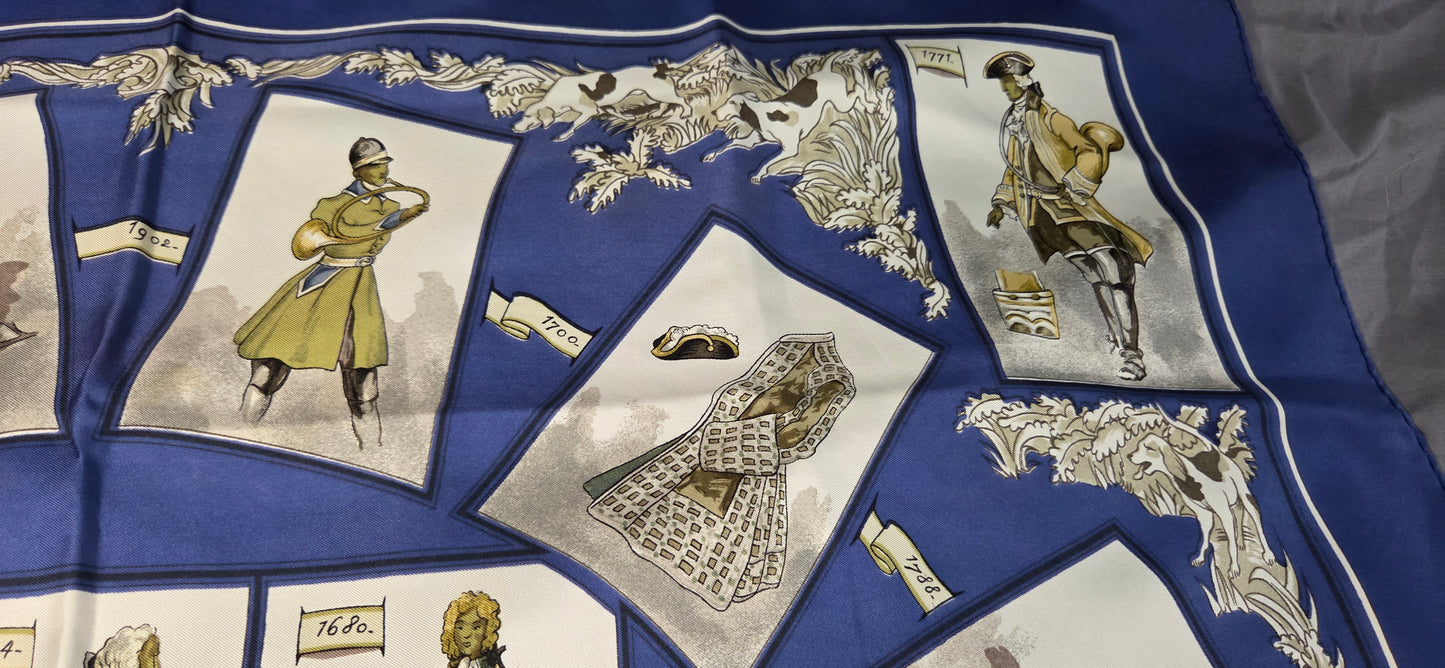 Carré Hermès en twill de soie "La tenue de Venerie "