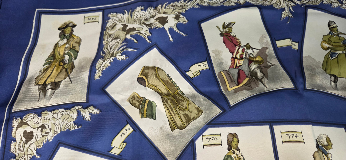 Carré Hermès en twill de soie "La tenue de Venerie "
