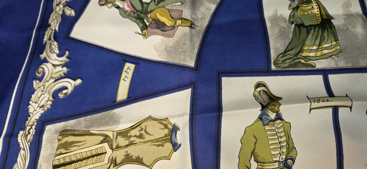 Carré Hermès en twill de soie "La tenue de Venerie "