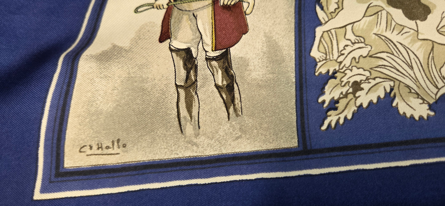 Carré Hermès en twill de soie "La tenue de Venerie "