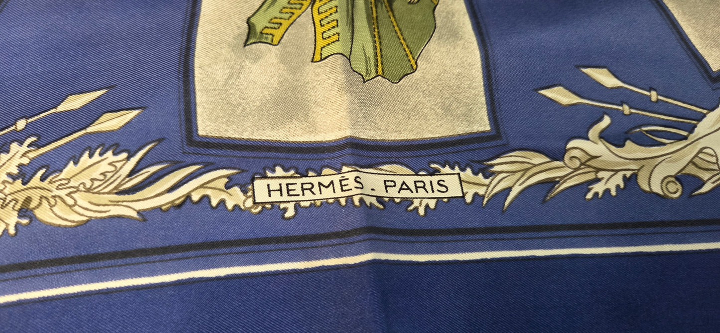 Carré Hermès en twill de soie "La tenue de Venerie "