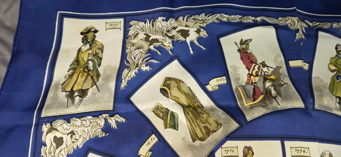 Carré Hermès en twill de soie "La tenue de Venerie "