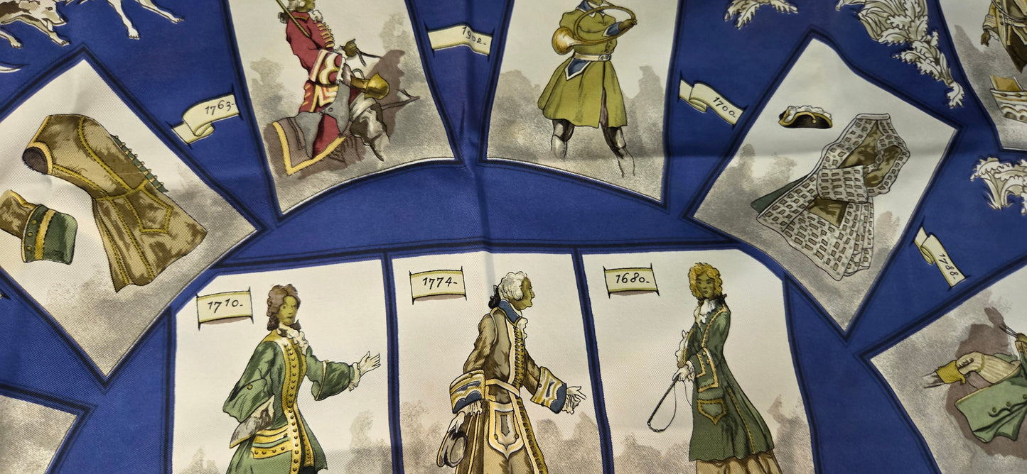 Carré Hermès en twill de soie "La tenue de Venerie "