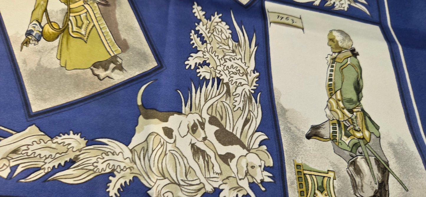 Carré Hermès en twill de soie "La tenue de Venerie "