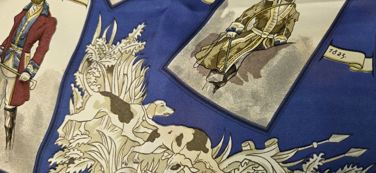 Carré Hermès en twill de soie "La tenue de Venerie "