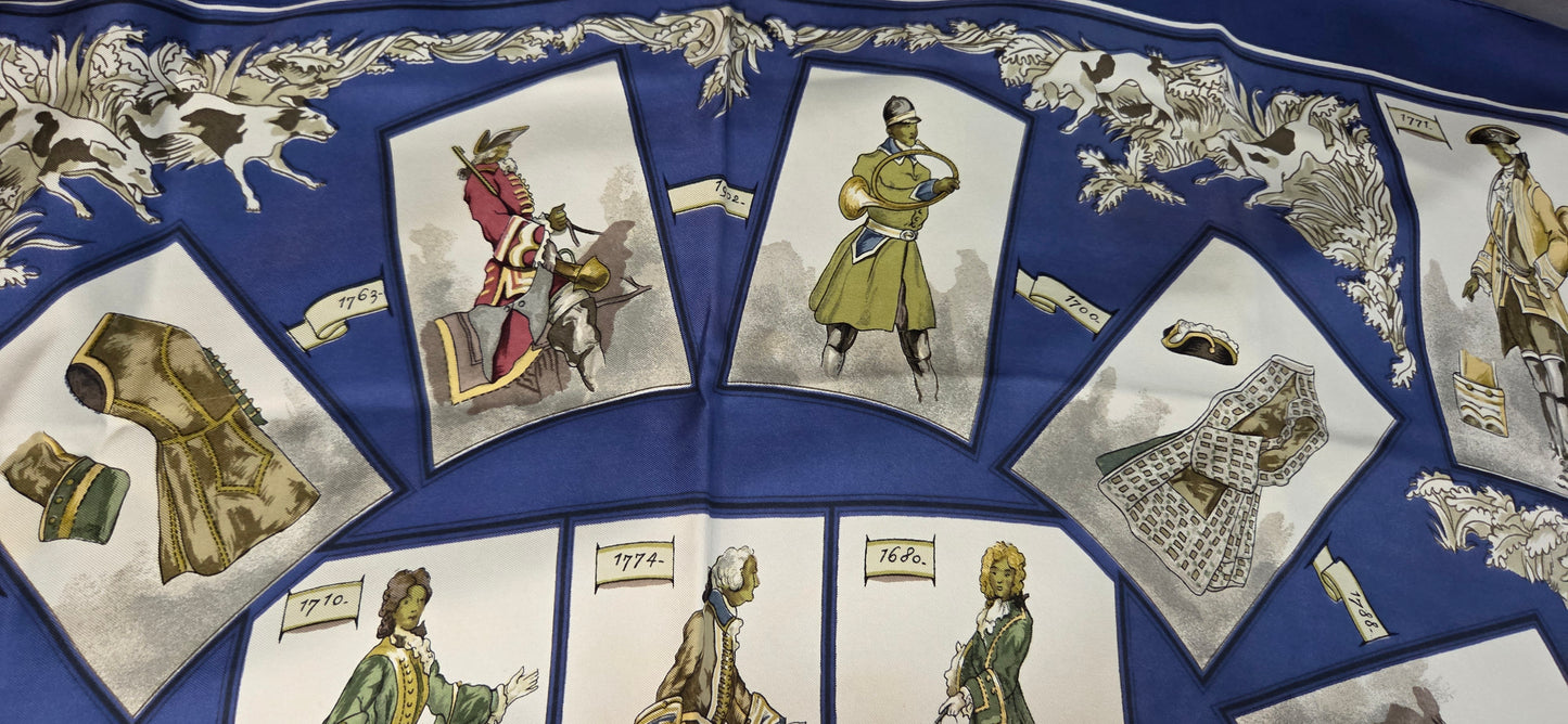 Carré Hermès en twill de soie "La tenue de Venerie "