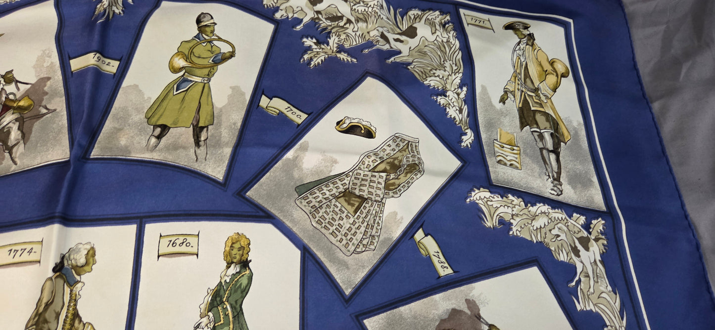 Carré Hermès en twill de soie "La tenue de Venerie "