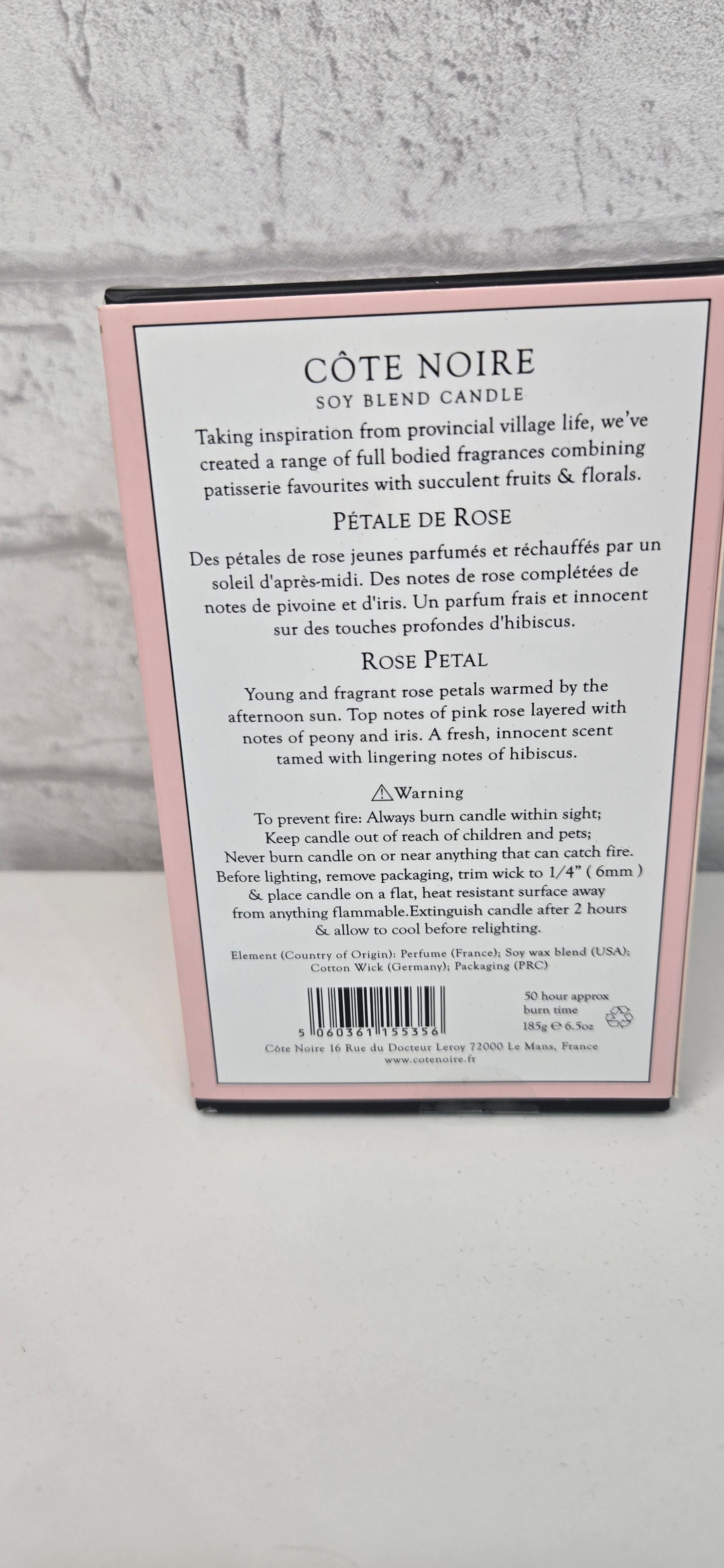 Candle Côte Noire "Pétale de Rose" 185g