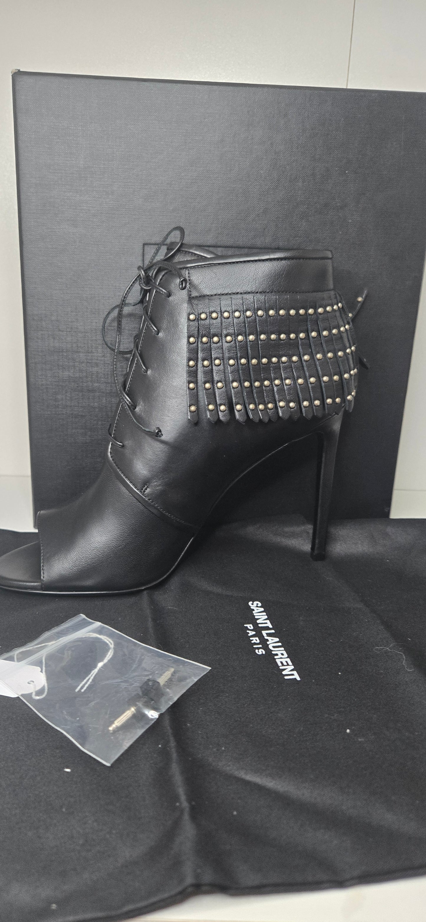 Saint Laurent "Jane Open Toes Boots" New.
