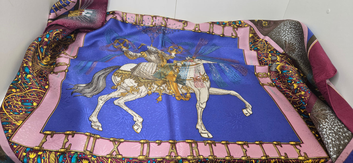 Carré/Scarf Hermès "Feux D'artifice 1987" silk/soie 90cm