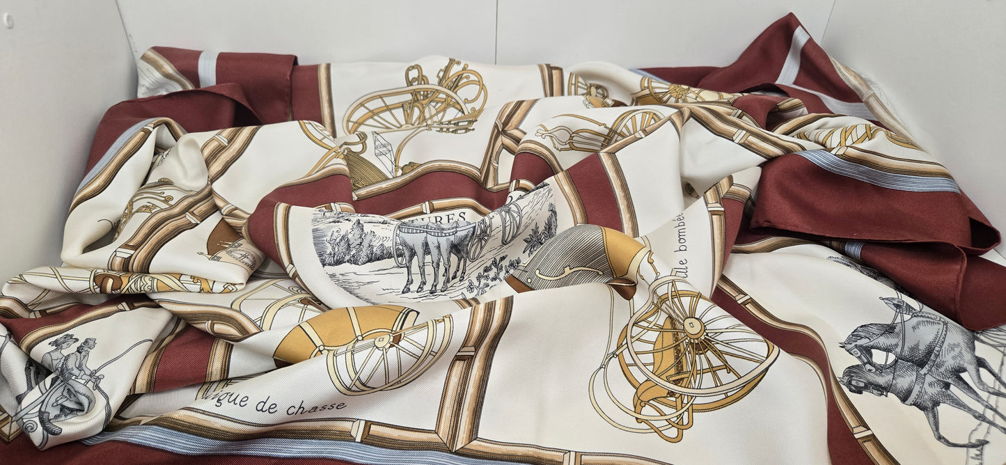 Carré/Scarf Hermès "Voitures de Dames" Silk/Soie 90cm
