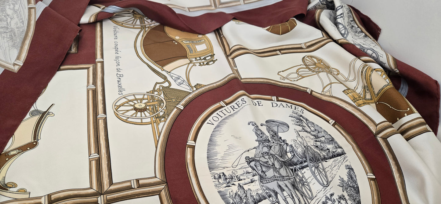 Carré/Scarf Hermès "Voitures de Dames" Silk/Soie 90cm